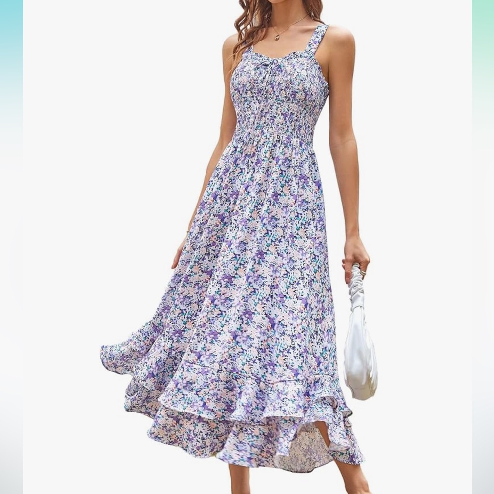 Amazon Purple Floral Midi Dress